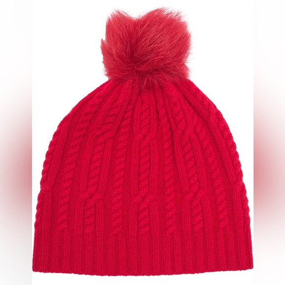 Cashmere Beanie with Heart and Mini Pompom - Grey main image 1